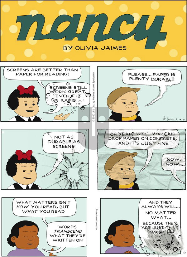 Nancy on Sunday March 29, 2020 Comic Strip