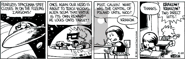 Calvin and Hobbes - Monday April 28, 1986 Comic Strip