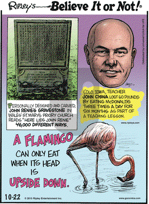 Ripley's Believe It or Not on Thursday October 22, 2015 Comic Strip