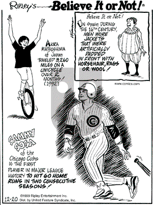 Ripley's Believe It or Not on Monday December 20, 1999 Comic Strip