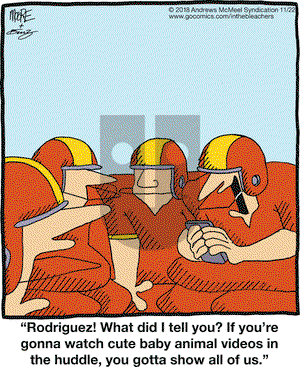 In the Bleachers on Thursday November 22, 2018 Comic Strip