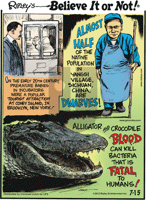 Ripley's Believe It or Not on Monday July 15, 2013 Comic Strip
