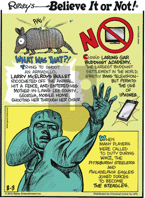 Ripley's Believe It or Not on Monday August 3, 2015 Comic Strip