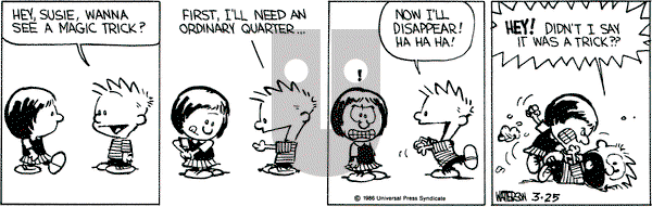 Calvin and Hobbes on Tuesday March 25, 1986 Comic Strip