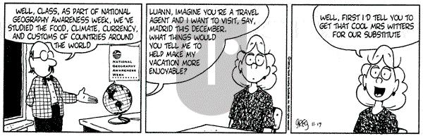 Luann on Friday November 17, 1995 Comic Strip