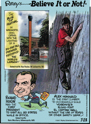 Ripley's Believe It or Not on Friday July 28, 2017 Comic Strip