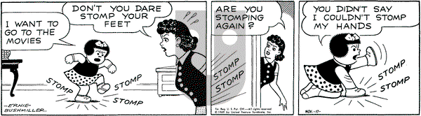 Nancy on Monday November 17, 1969 Comic Strip