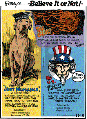 Ripley's Believe It or Not on Wednesday November 10, 2010 Comic Strip