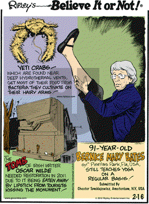Ripley's Believe It or Not on Thursday February 16, 2012 Comic Strip