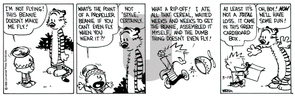 Calvin and Hobbes on Saturday March 18, 1989 Comic Strip