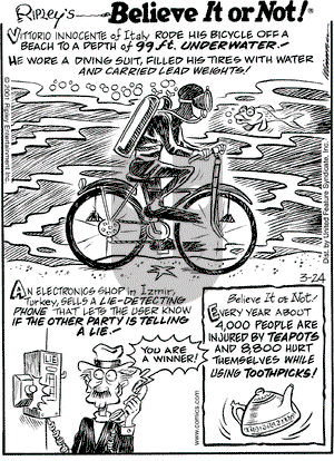 Ripley's Believe It or Not on Saturday March 24, 2001 Comic Strip