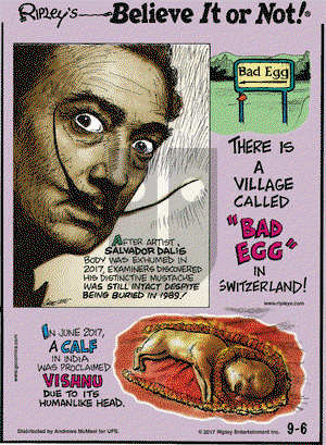 Ripley's Believe It or Not on Wednesday September 6, 2017 Comic Strip
