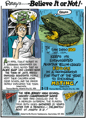 Ripley's Believe It or Not on Thursday August 19, 2010 Comic Strip