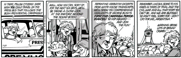 Doonesbury - Monday January 27, 1992 Comic Strip