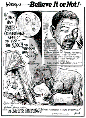 Ripley's Believe It or Not on Tuesday May 15, 2007 Comic Strip