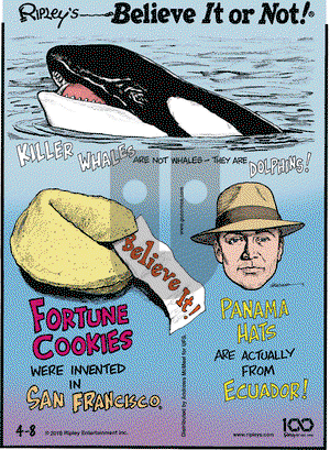 Ripley's Believe It or Not on Monday April 8, 2019 Comic Strip