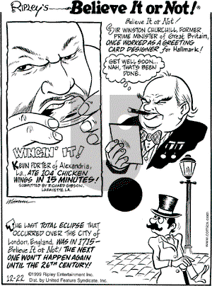 Ripley's Believe It or Not on Wednesday December 22, 1999 Comic Strip