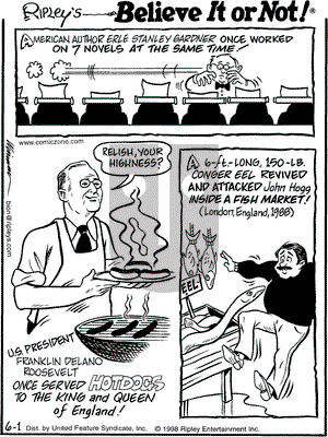 Ripley's Believe It or Not on Monday June 1, 1998 Comic Strip
