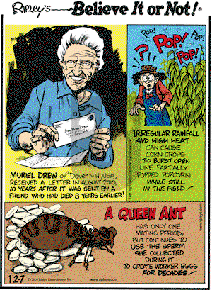 Ripley's Believe It or Not on Tuesday December 7, 2010 Comic Strip
