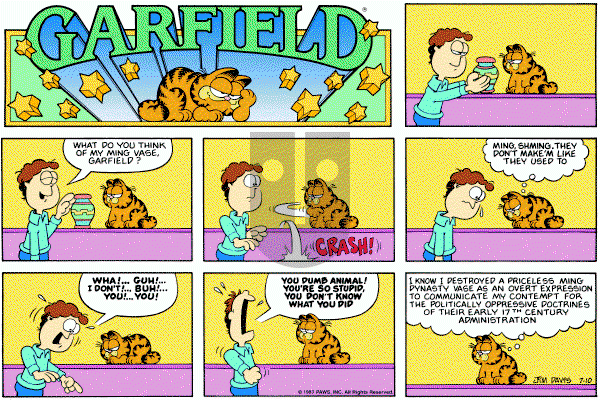 Garfield on Sunday July 10, 1983 Comic Strip