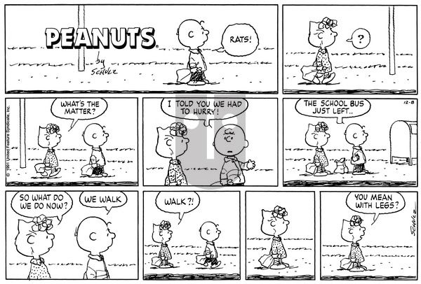 Peanuts on Sunday December 8, 1991 Comic Strip
