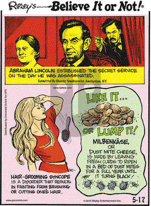 Ripley's Believe It or Not on Tuesday May 17, 2016 Comic Strip