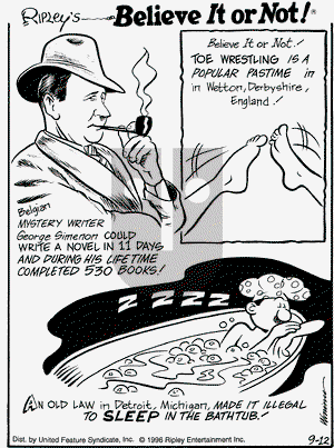 Ripley's Believe It or Not on Thursday September 12, 1996 Comic Strip
