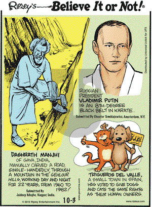Ripley's Believe It or Not on Saturday October 3, 2015 Comic Strip