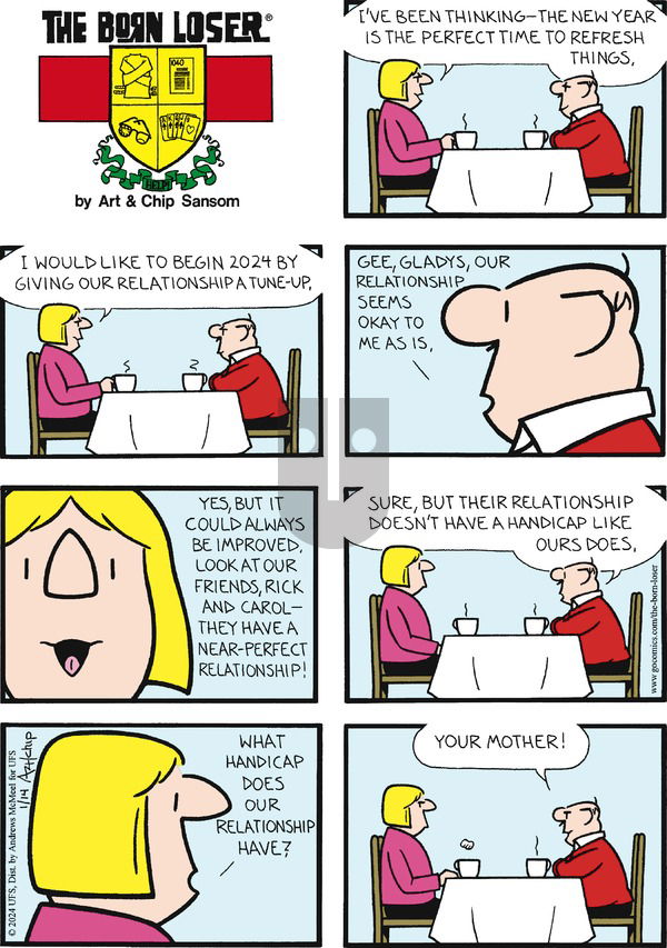 The Born Loser on Sunday January 14, 2024 Comic Strip