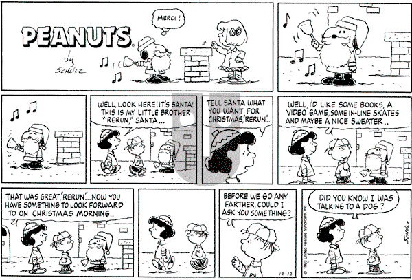 Peanuts - Sunday December 12, 1993 Comic Strip