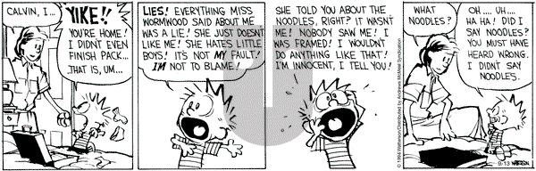 Calvin and Hobbes - Friday September 13, 2024 Comic Strip