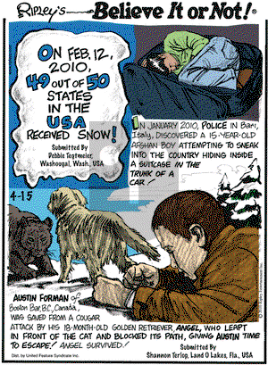 Ripley's Believe It or Not on Thursday April 15, 2010 Comic Strip