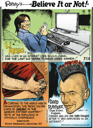 Ripley's Believe It or Not on Tuesday July 16, 2013 Comic Strip