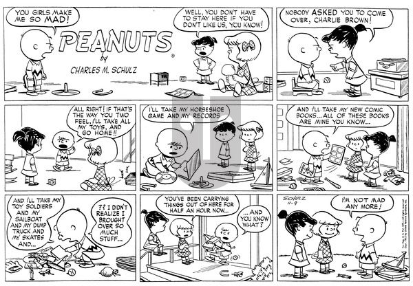 Peanuts on Sunday November 9, 1952 Comic Strip