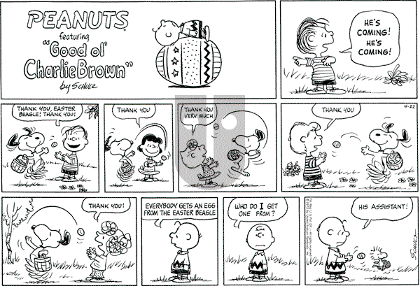 Peanuts - Sunday April 22, 1973 Comic Strip
