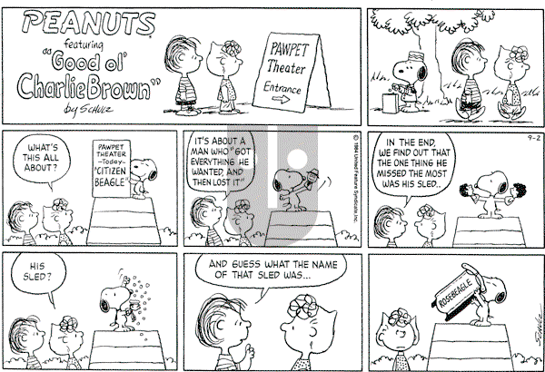 Peanuts - Sunday September 2, 1984 Comic Strip