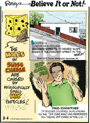 Ripley's Believe It or Not on Tuesday August 4, 2015 Comic Strip