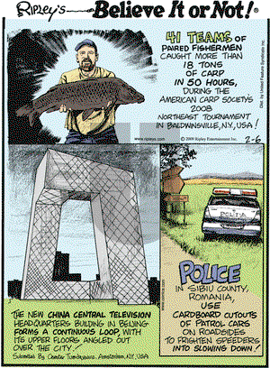 Ripley's Believe It or Not on Friday February 6, 2009 Comic Strip