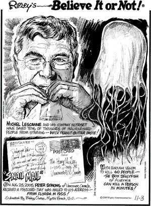Ripley's Believe It or Not on Thursday November 3, 2005 Comic Strip