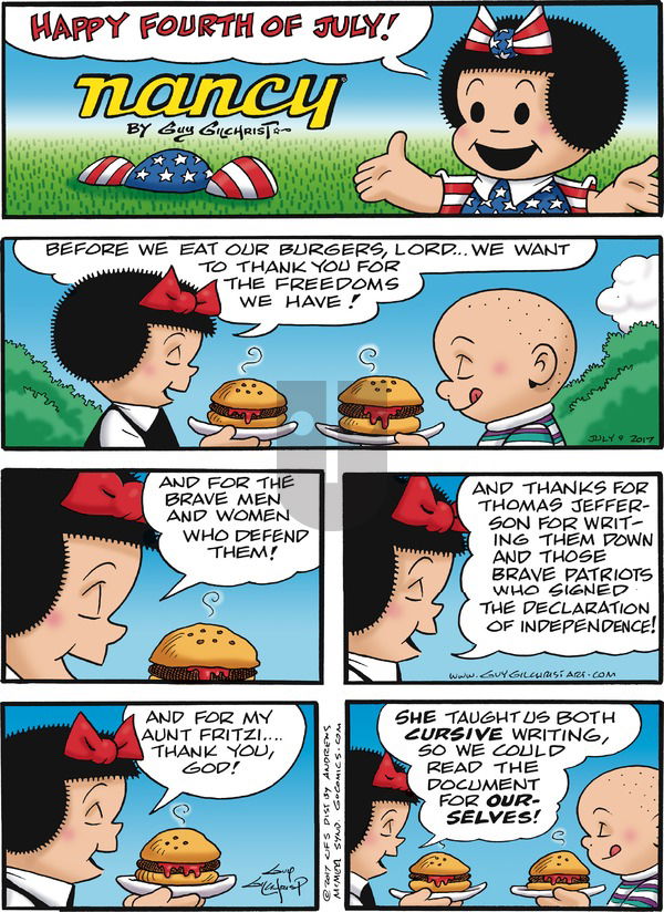 Nancy on Sunday July 9, 2017 Comic Strip