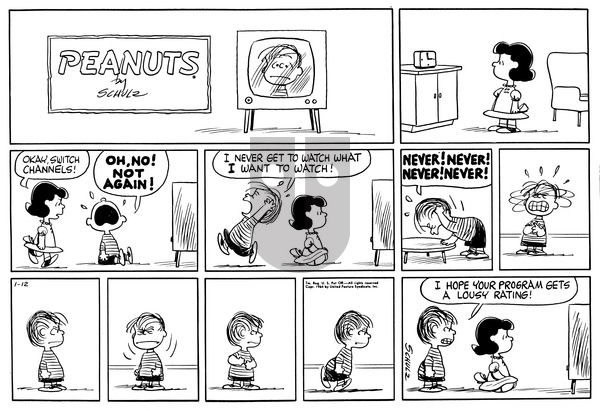 Peanuts on Sunday January 12, 1964 Comic Strip