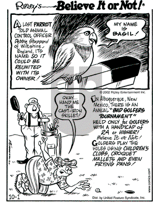 Ripley's Believe It or Not on Tuesday October 1, 2002 Comic Strip
