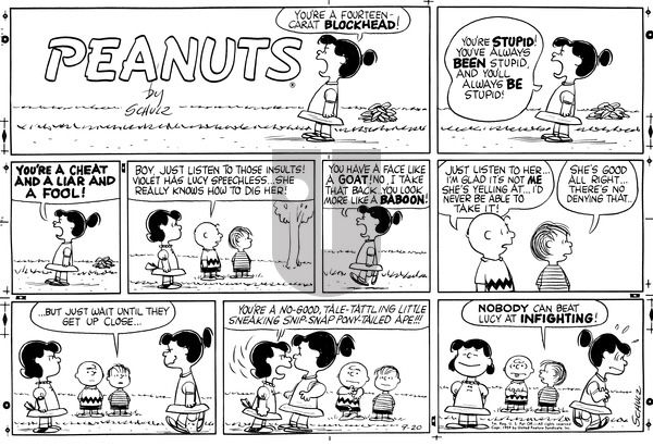 Peanuts on Sunday September 20, 1959 Comic Strip