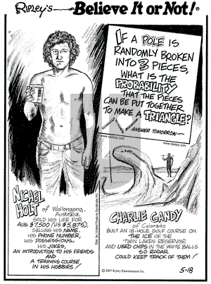 Ripley's Believe It or Not on Friday May 18, 2007 Comic Strip