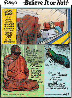 Ripley's Believe It or Not - Tuesday April 23, 2013 Comic Strip