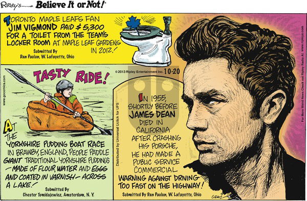 Ripley's Believe It or Not on Sunday October 20, 2013 Comic Strip