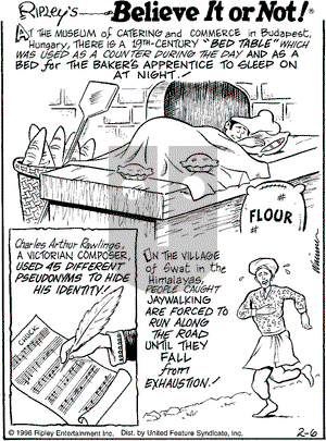 Ripley's Believe It or Not on Tuesday February 6, 1996 Comic Strip