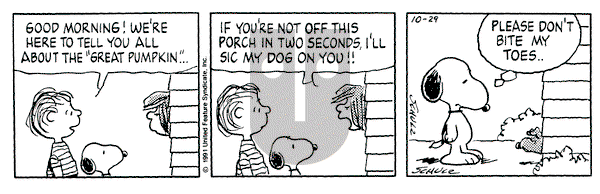 Peanuts on Tuesday October 29, 1991 Comic Strip