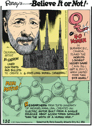 Ripley's Believe It or Not on Friday December 2, 2011 Comic Strip