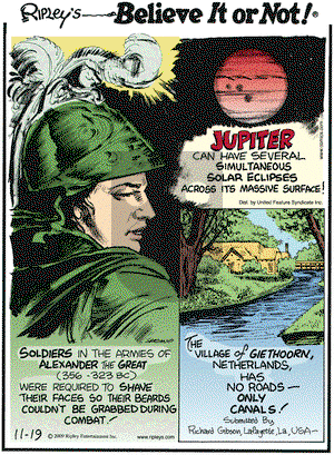 Ripley's Believe It or Not on Thursday November 19, 2009 Comic Strip